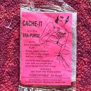 Vintage Pink Nylon Bra-Purse Key & Card Holder